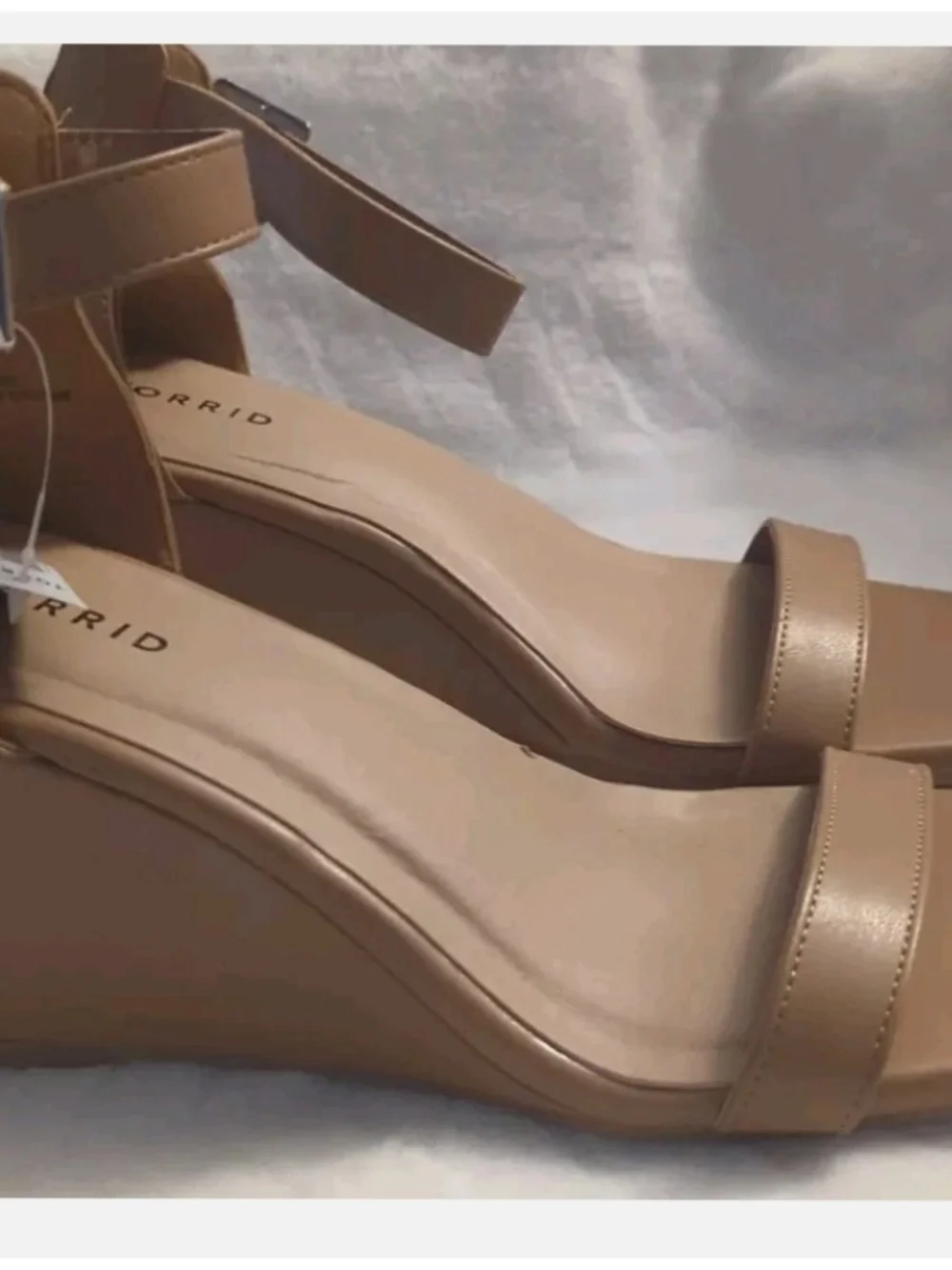 Torrid Women's Nude Tan Wedge Sandals - Ankle Strap Size 9.5